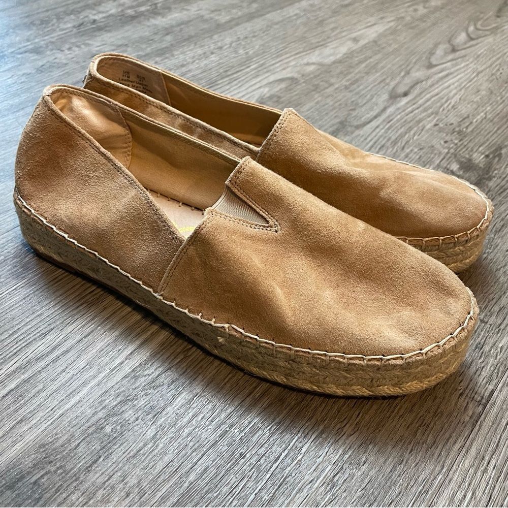 SAM EDELMAN Cherlene Tan Suede Platform Espadrille Slip Ons